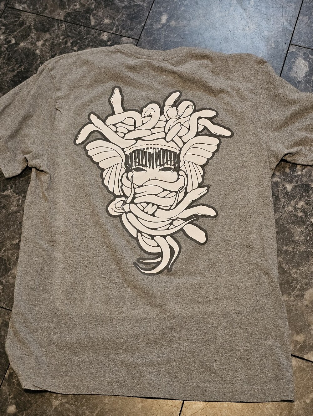 Crooks And Castles Medusa Mens Tshirt Gray Large Soft Basic Shirt Graphic Back
